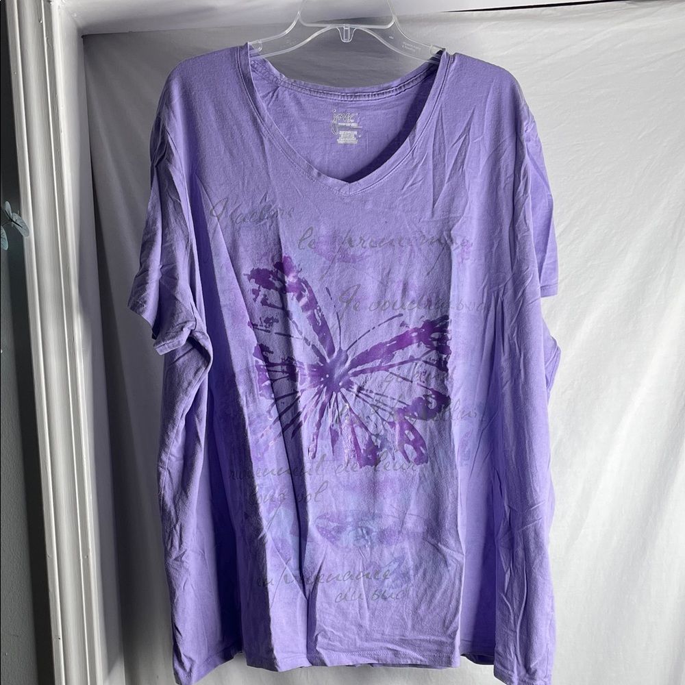 Purple Butterfly Graphic Tee Just My Size 4X (26/26W)